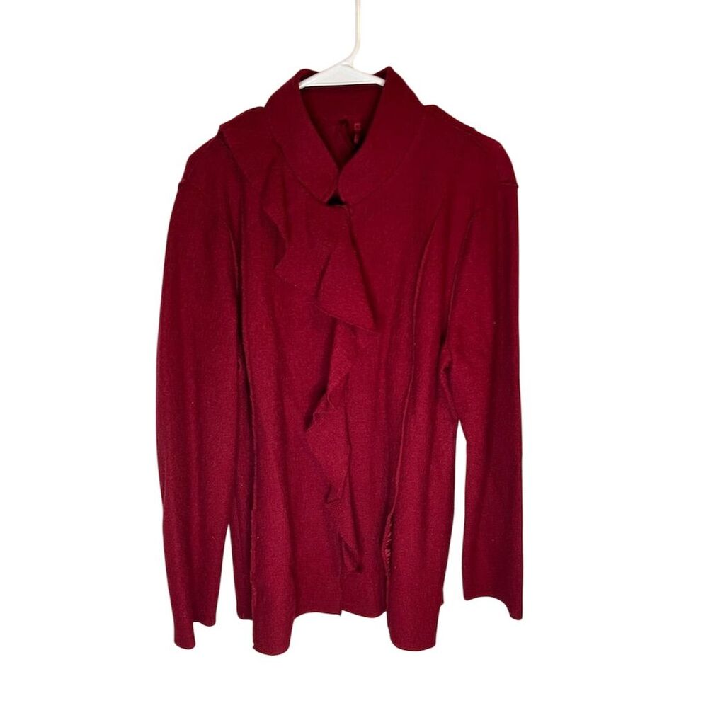 Love Scarlet Women's Ruffle Cardigan Sweater Red XL Casual Fall